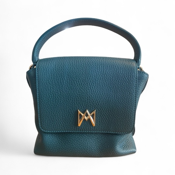 AMA Official Handbags - AMA Ambra Medium Crossbody in Peacock Teal/Made in Italy